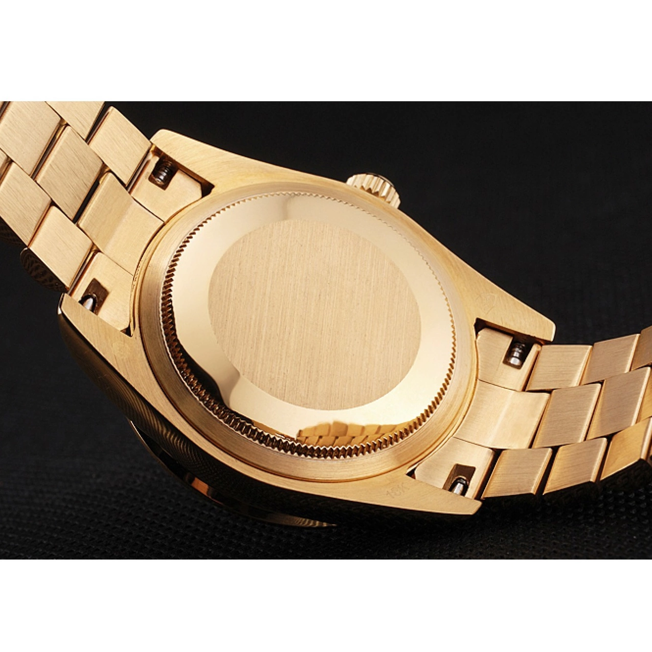 Aaa replica Bezel And And Date Rolex Dial Gold Pave Diamond Bracelet Case Day Swiss 0518